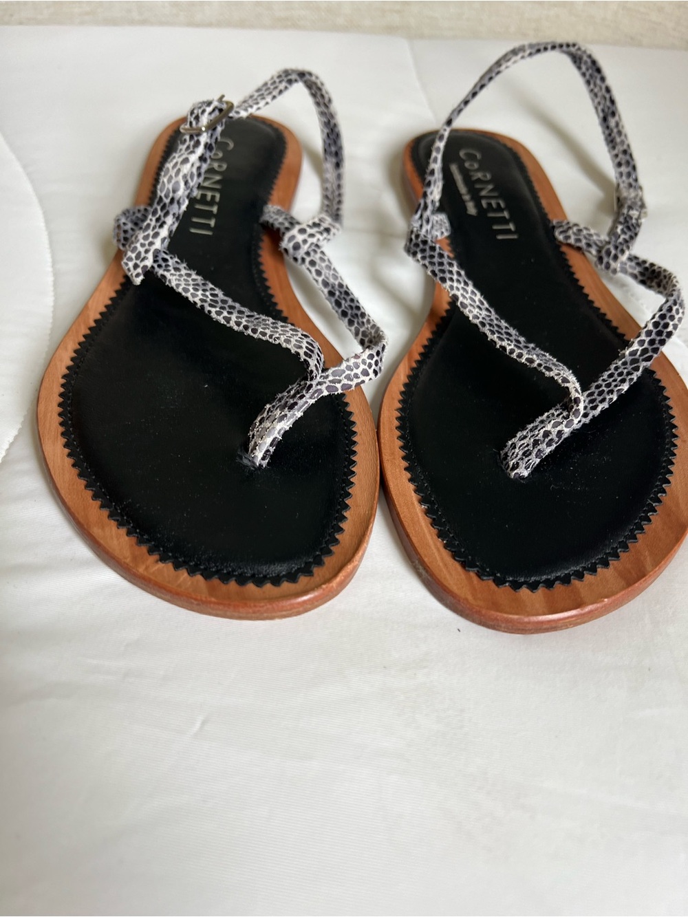 Cornetti handmade Italian snake-print leather sandals size 37 - Picture 3 of 7